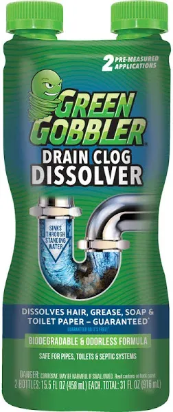 Green Gobbler DISSOLVE Liquid Hair &amp; Grease Clog Remover / Drain Opener /Cleaner