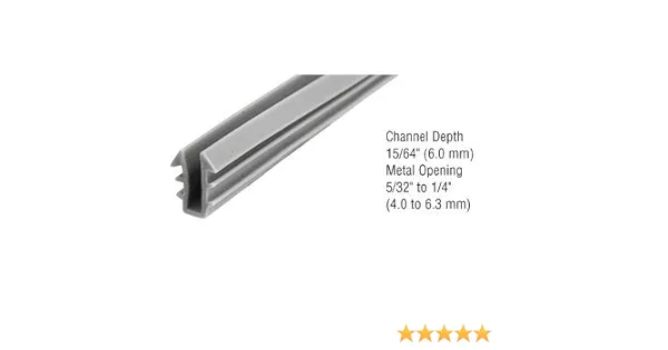 CRL Glazing Vinyl 15/64" Channel Depth 5/32" to 1/4" Metal Opening 1000'