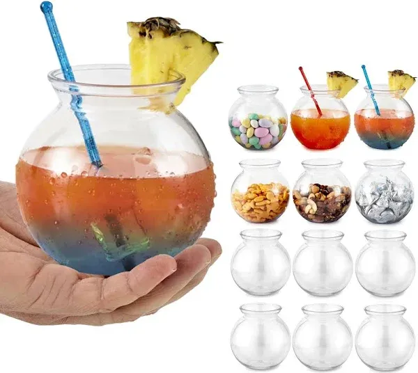 Plastic Fish Bowls for Parties - 12 pack (16 oz)