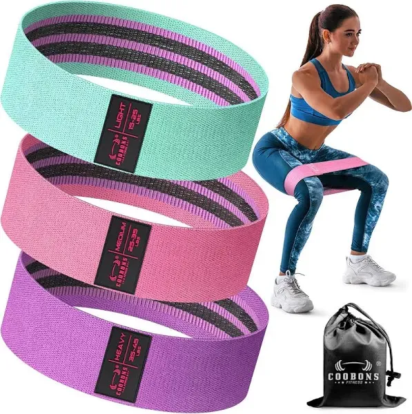 Fabric Resistance Bands for Working Out - Exercise Bands for Women and Men, Booty Bands for Legs and Butt, Yoga, Pilates, Rehab, Fitness and Home Workout