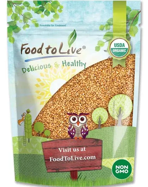 Food to Live Organic Golden Flax Seeds, 5 Pounds – Whole Raw, Non-GMO, Kosher, Vegan, Bulk. Rich in Omega-3 Fatty Acids, Protein, Dietary Fiber. Great for Smoothies, Salads, Granola, & Baked Goods.