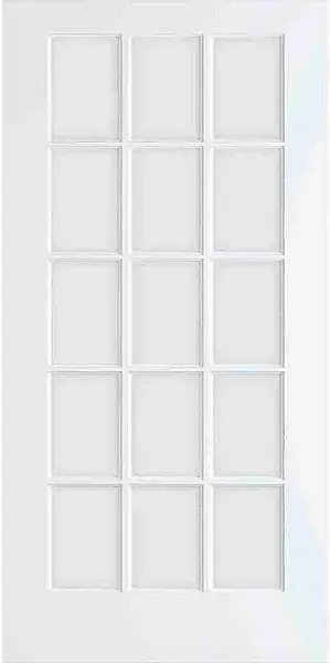 30 in. x 80 in. Clear Glass 15-Lite French Interior Door