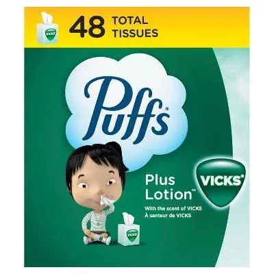 Puffs - Plus Lotion with The Scent of Vick's Facial Tissues, 4-Pack