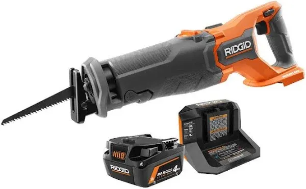 RIDGID 18V Brushless Cordless Reciprocating Saw 4.0 Ah Battery