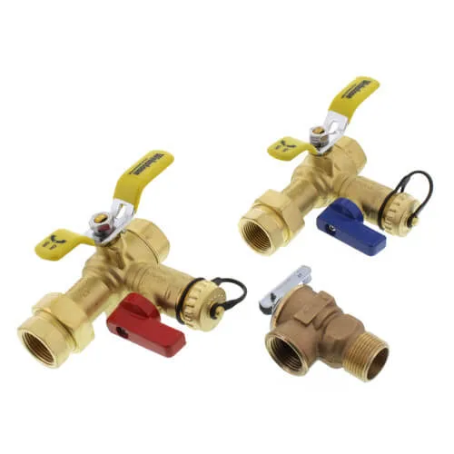 3/4" IPS Isolator E-X-P E2 Tankless Water Heater Service Valve Kit w/ 150 PSI Pressure Relief Valve (Lead Free)