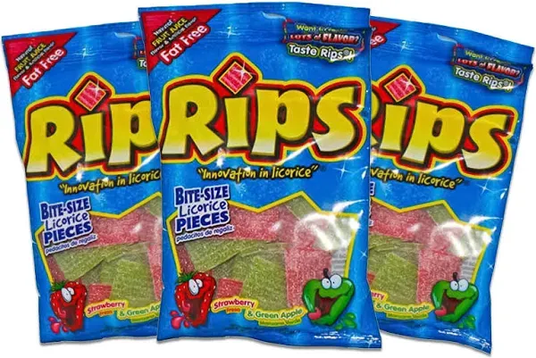 Rips Strawberry & Green Apple Bite-Size Licorice Pieces