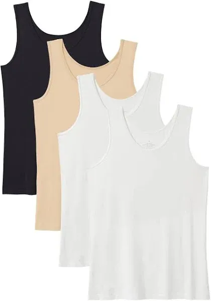 Knuffnee Basic Tank Tops for Women Undershirt Sleeveless Layering Tank Top 4 Pack