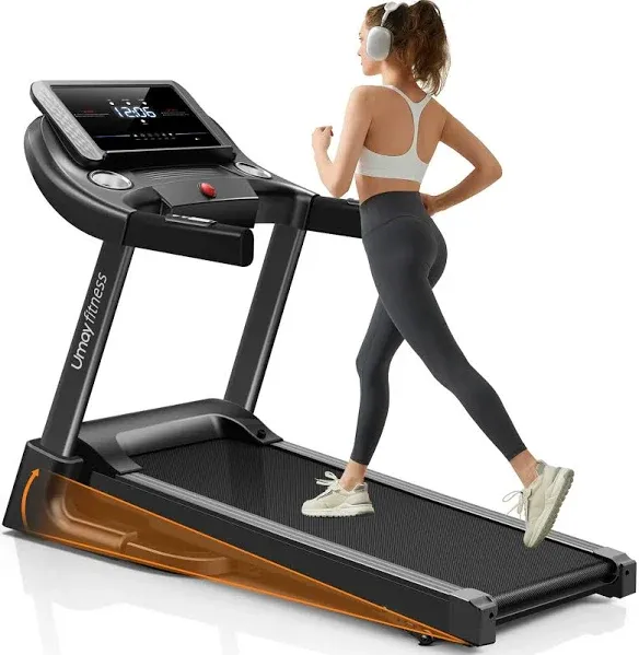 Umay Fitness Home Auto Folding 3 Level Incline Treadmill with Pulse Sensors, 3.0 HP Quiet Brushless, 8.7 Mph, 300 lbs Capacity