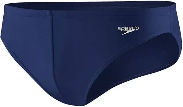 New Speedo PowerFlex Eco Solar 1&#034; Swim Brief Speedo Navy Sz 28 Drawstring 