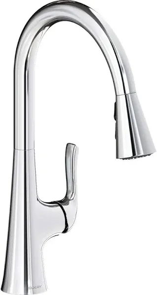 Elkay Harmony Single Hole Kitchen Faucet with Pull-down Spray and Forward Only Lever Handle, Lustrous Steel - LKHA1041LS