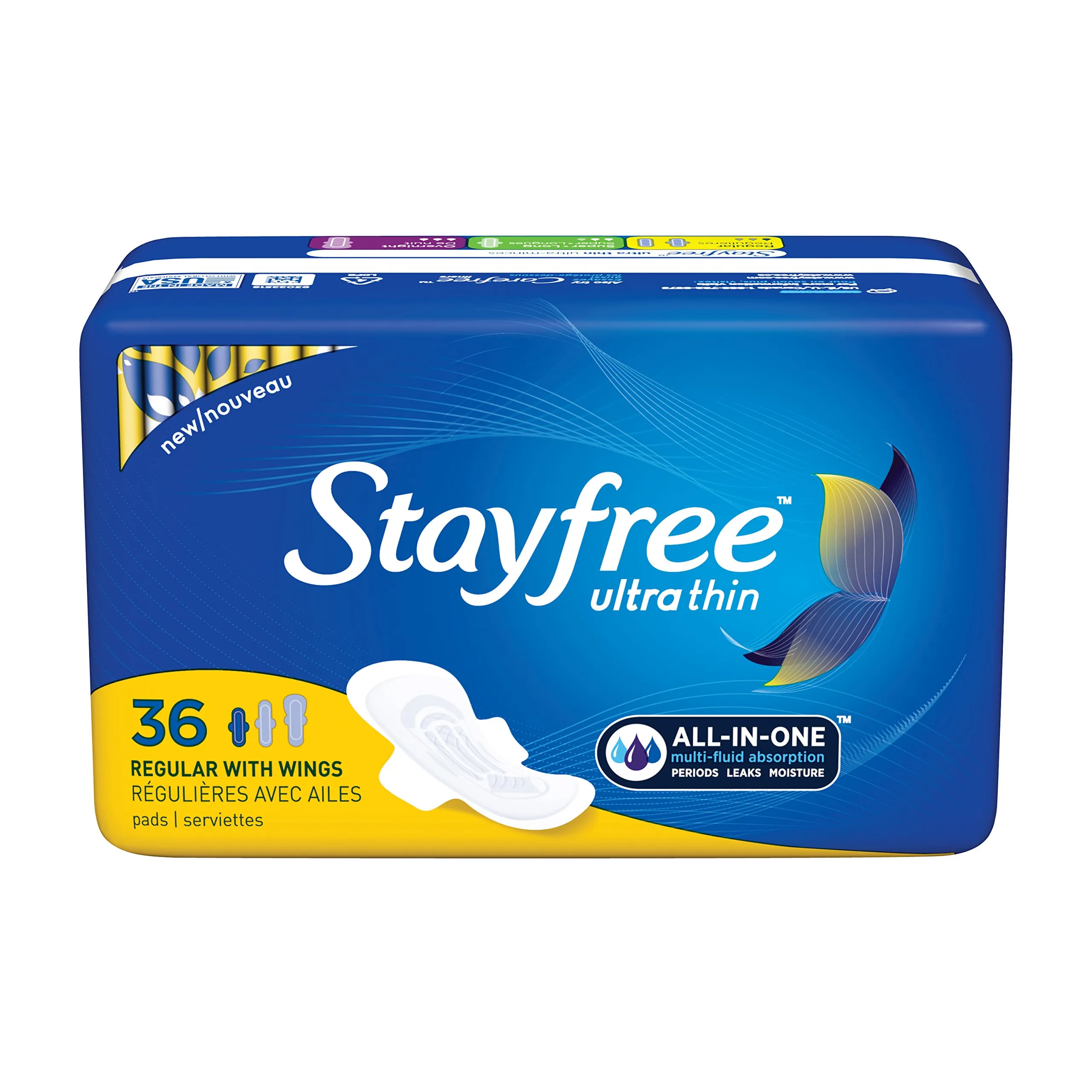 Stayfree Ultra Thin Regular Pads with Wings Leak Protection 18 Ct.(ZZ66) New