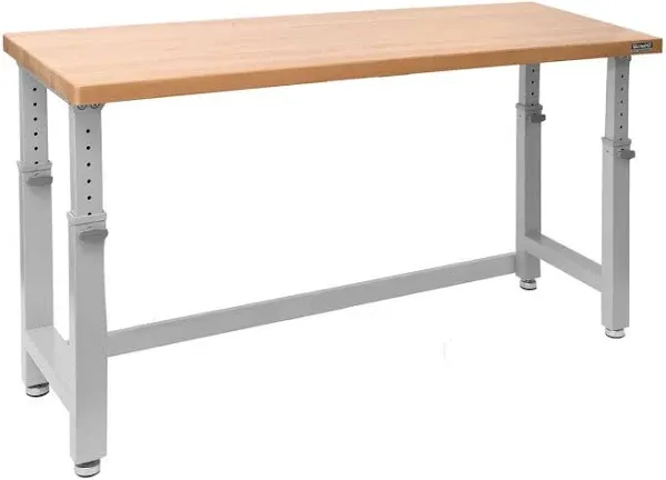 Seville Classics UltraHD Heavy Duty Commercial Height Adjustable Workbench w/Solid Wood Top