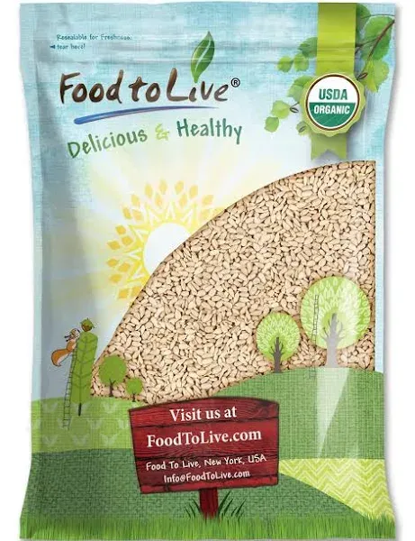 Food to Live Organic Sunflower Seeds, 5 Pounds Hulled, Raw, Non-GMO, Dried Kernels, Unsalted, Kosher, Vegan, Keto, Paleo, Sirtfood, Bulk, Good Source of Protein