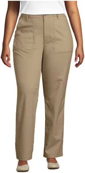 Lands' End Women's Plus Size High Rise Chino Utility Straight Leg Pants