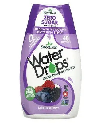 Wisdom Natural, SweetLeaf, Water Drops, Delicious Stevia Water Enhancer, Mixed Berry, 1.62 fl oz (48 ml) | Vitamins & Minerals | Health & Beauty