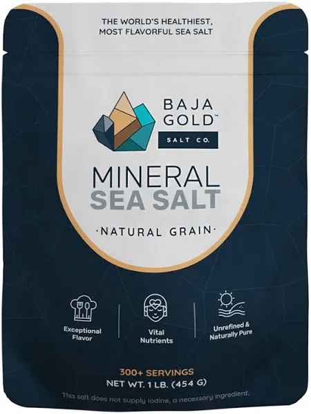 Mineral Sea Salt, Natural Grain Crystals, 1 Lb. Bag