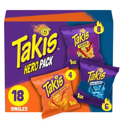 Takis Hero Rolled Tortilla Chips Variety Pack, 18-Count