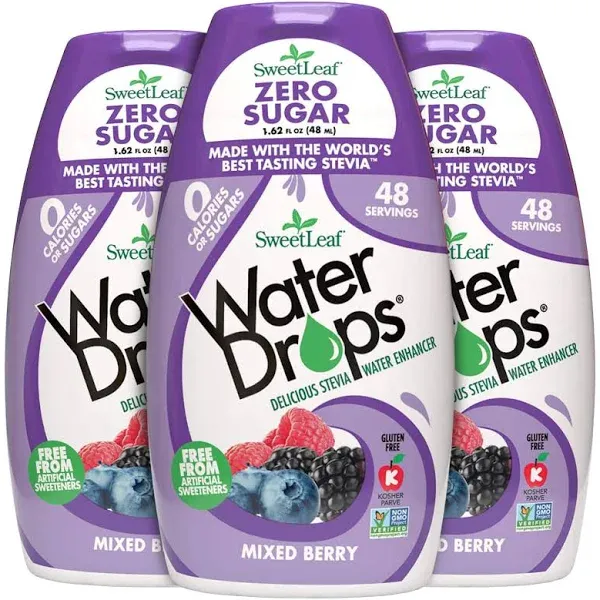 SweetLeaf Water Drops, Mixed Berry – Sugar-Free Water Enhancer Drops, Stevia & Monk Fruit Sweetener Water Flavoring, 1.62 Oz (Pack of 2)