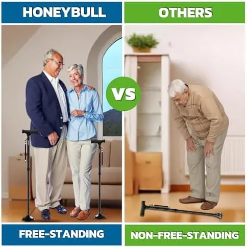 HONEYBULL Walking Cane for Men &amp; Women - Foldable, Adjustable, Collapsibl