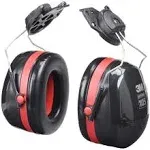 3M H10P3E Peltor Optime 105 Black / Red Cap-Mount Earmuffs