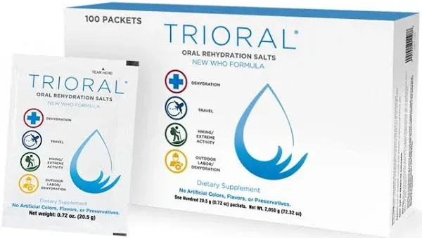 TRIORAL Rehydration Electrolyte Powder Packs - WHO New Hydration Supplement Salts Formula - Combat Dehydration from Workouts, Excessive Fluid Loss and Much More - 15 Drink Mix Packets