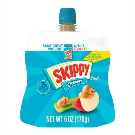 SKIPPY Creamy Peanut Butter Individual Squeeze Packs, 1.15 oz ，64 Pouches