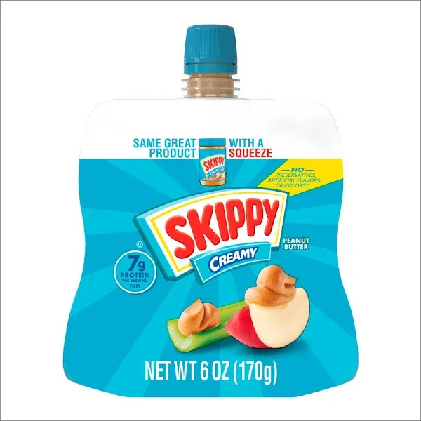 SKIPPY Creamy Peanut Butter Individual Squeeze Packs, 1.15 oz ，64 Pouches