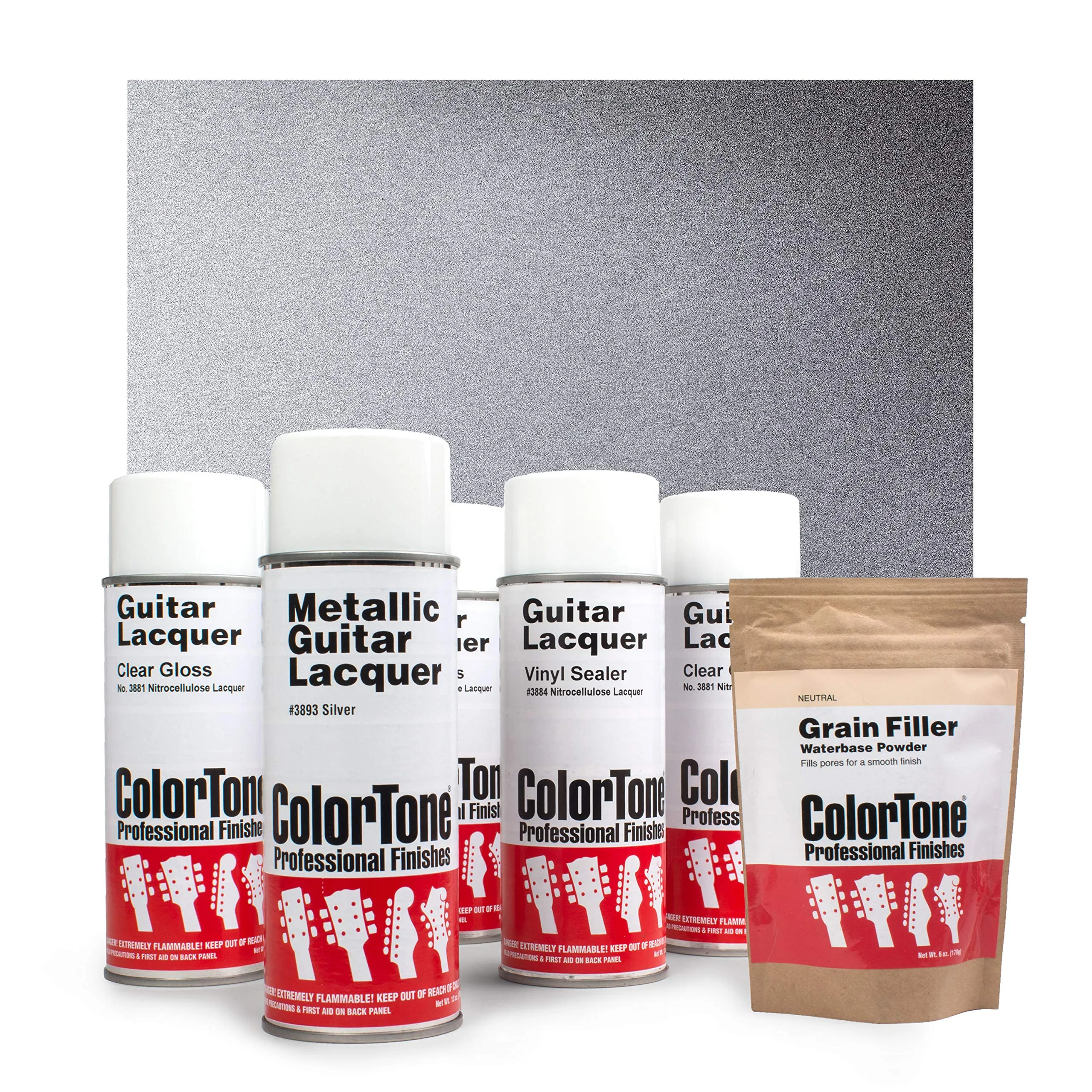 ColorTone Aerosol Finishing Set with Metallic Lacquer, Silver