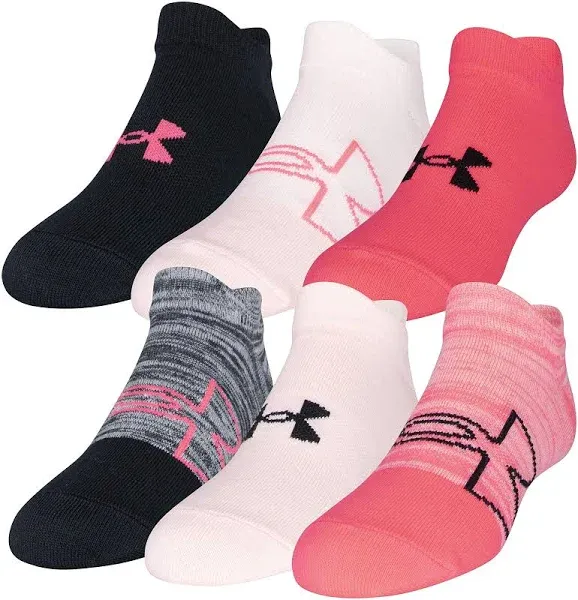 Under Armour Kids 6 Pk Multicolor No Show Polyester UA Essential Sock Set Sz S