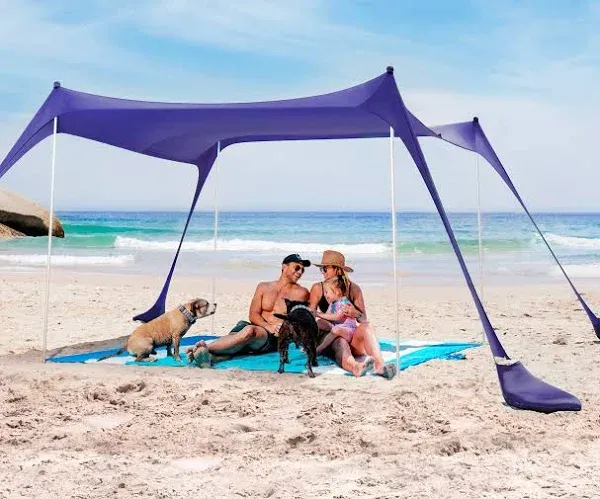 Beach Tent Shelter with UPF50+ Protection, Includes Sand Shovel, Ground Pegs,...