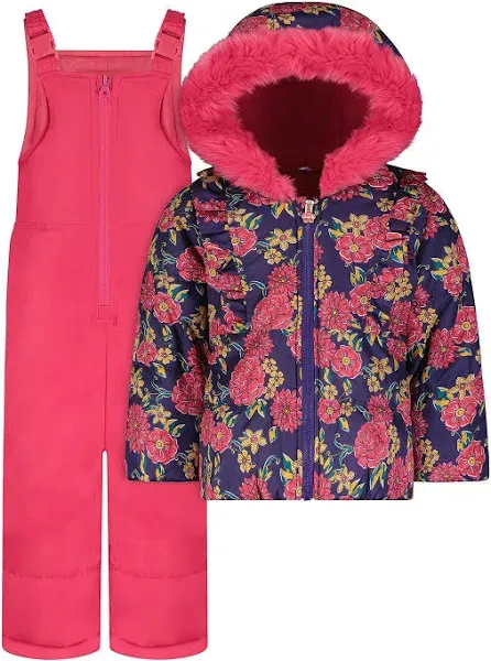 LONDON FOG girls Snowsuit With Snowbib and Puffer Jacket