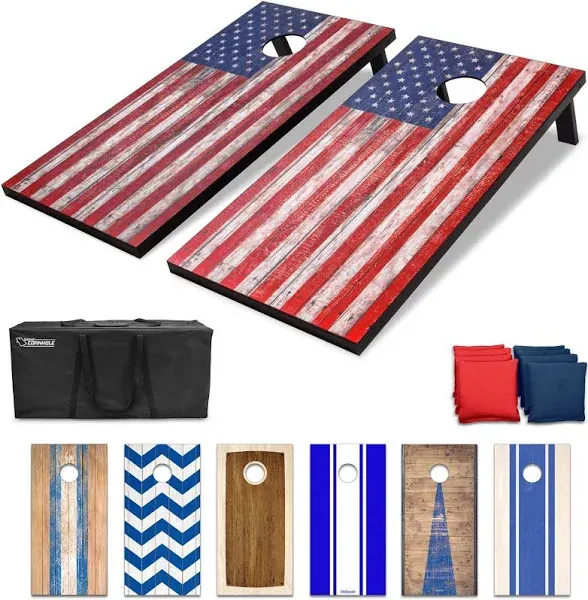 GoSports Classic Cornhole Size Outdoor Backyard Game, American Flag (Open Box)