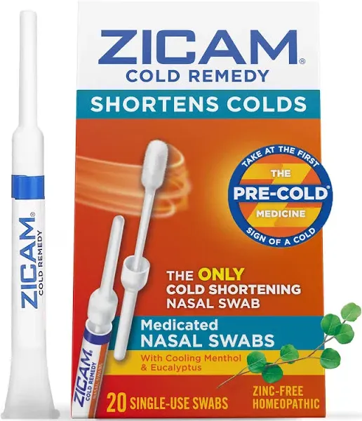 SM Zicam Cold Remedy Cold Nasal Swabs Zinc-Free 20ct