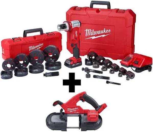 M18 18V Lithium-Ion 1/2 in. to 4 in. Force Logic 6 Ton Cordless Knockout Tool Kit with FUEL Bandsaw