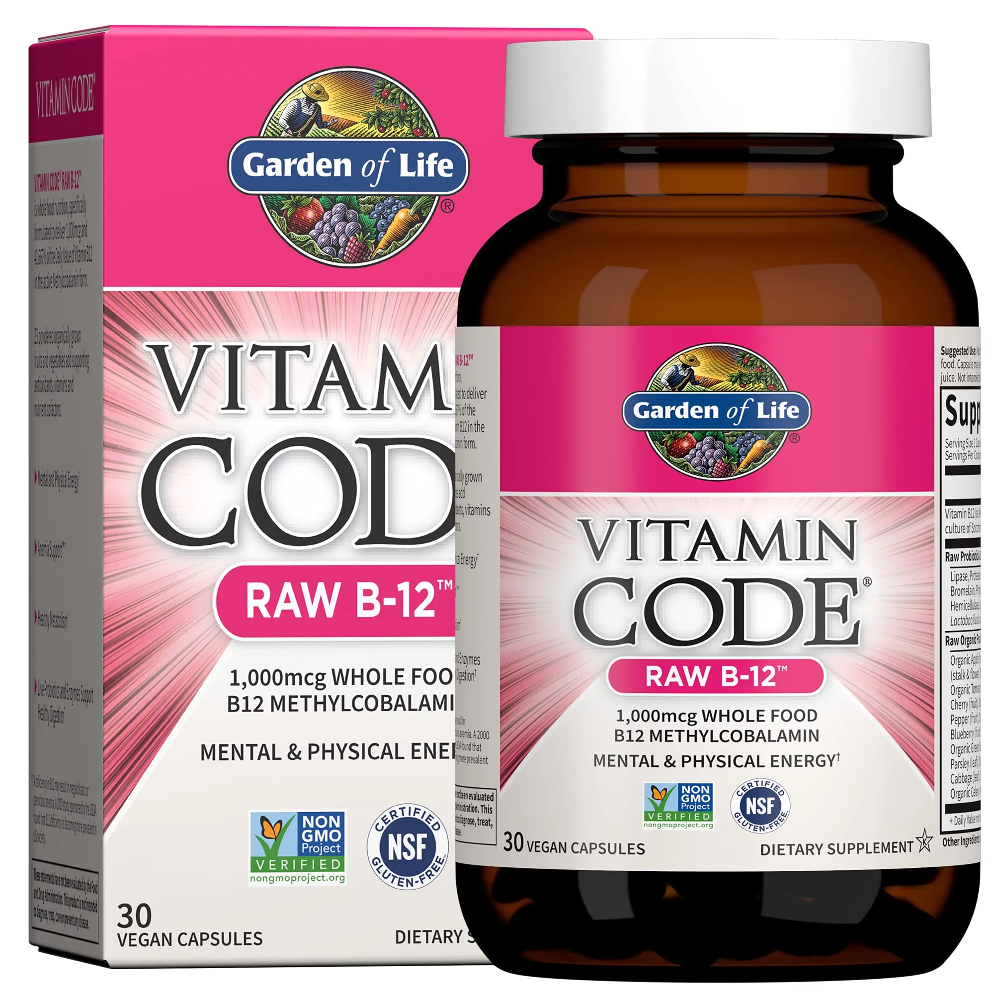 Garden of Life Vitamin Code Raw B-12 30 Vegan Caps Exp 12/2025