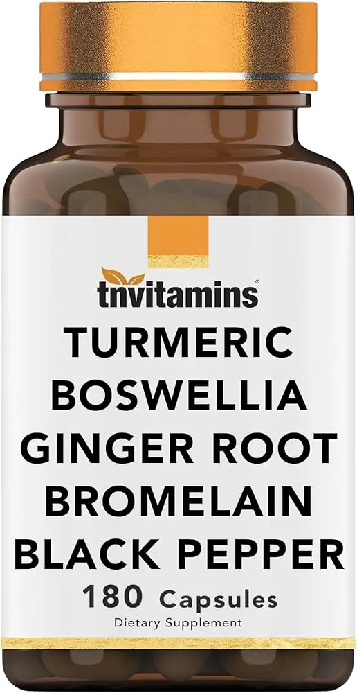 Turmeric & Boswellia Complex (180 Capsules) with Ginger Root, Bromelain, & Black Pepper Extract | Joint-Ease Formula: Powerful Joint Support Supplement* | Produced in The USA