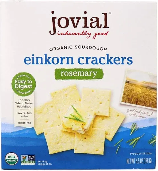 Jovial Organic Sourdough Einkorn Crackers, Rosemary - 4.5 oz box