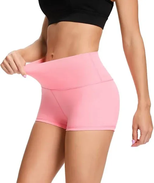  Women&#039;s 2&#034;/7&#034; High Waist Yoga Shorts Tummy Control Workout Small 2&#034; White