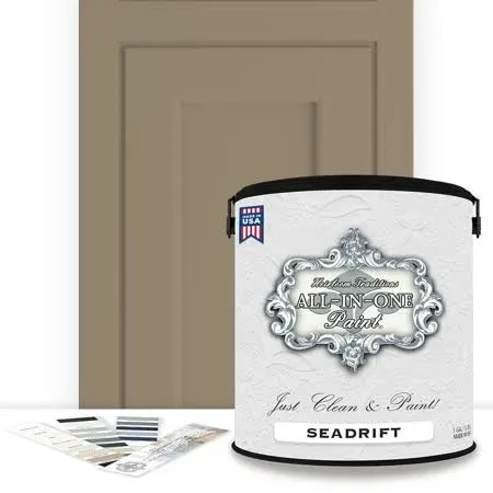 ALL-IN-ONE Paint, Seadrift (warm, earthy tan), 128 Fl Oz Gallon. Durable cabi...