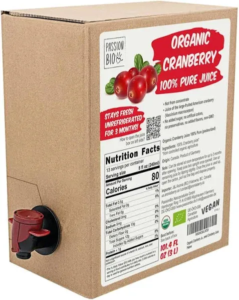 PassionBio Organic Cranberry Juice Box