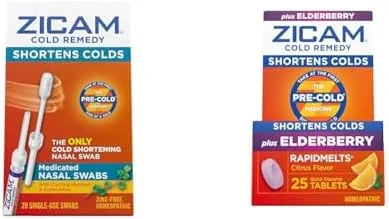 Zicam Cold Remedy Cold Shortening Medicated Nasal Swabs Zinc-Free 20ct