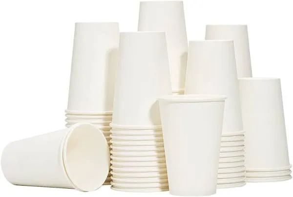 300 Count - 12 oz Paper Coffee Cups, Disposable Coffee 12 OZ-300 Pack White