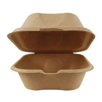 World Centric® Fiber Hinged Containers, Burger Box, 6.5 x 6 x 3.2, Natural, Paper, 500/Carton (WORTOSCU15BLFP)