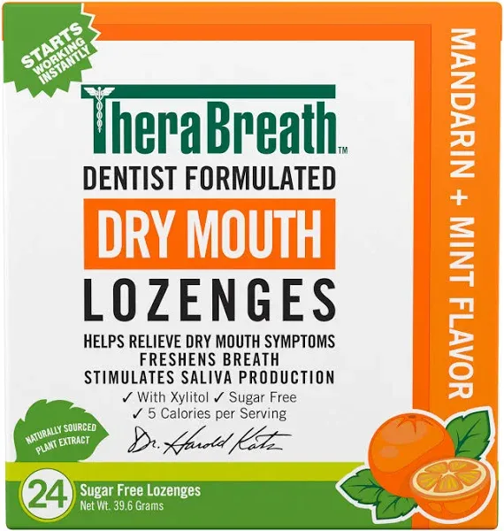 TheraBreath Dry Mouth Lozenges Mandarin + Mint