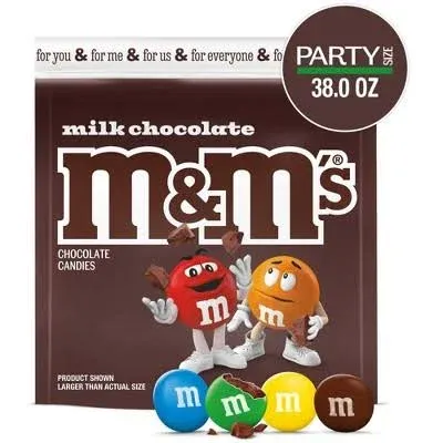 M & M's Chocolate Candies, Milk Chocolate, 38 oz Bag