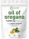 Micro Ingredients Oil of Oregano Softgels 6000mg per Serving, 300 Count | 2 in 1 Formulated with Black Seed Oil 200mg, 4X Strength Carvacrol & Th