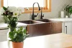 Sinkology Rockwell Farmhouse Apron Front 33-in x 22-in Antique Copper Double Equal Bowl Kitchen Sink | K2A-1005ND