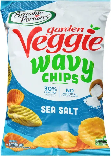 Garden Veggie Wavy Chips, Sea Salt, Snack Size, 1 Oz (Pack of 24)