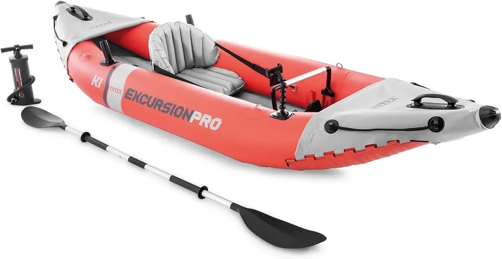 Intex Excursion Pro K1 Single Person Inflatable Vinyl Fishing Kayak Set