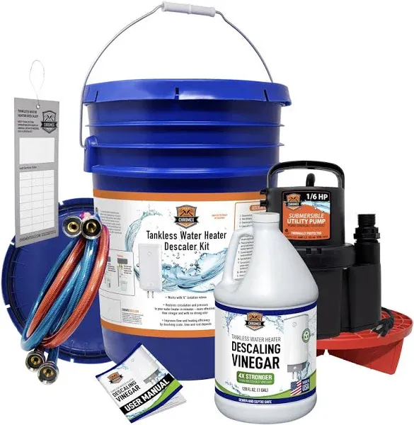 Tankless Water Heater Flush Kit with Concentrated Vinegar, Dilutes to 4 Gallo...